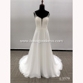 Sexy Illusion O-Neck Sleeveless Beautiful Flower Backless Clean White Wedding Dress Bridal Gown Sweep Train